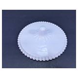 White Milk Glass Hobnail Lid with Finial