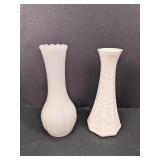 Pair of White Milk Glass Bud Vases
