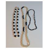 Vintage Black & White Beaded Necklace Trio