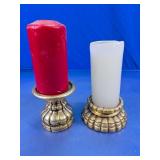 Wood Candle Holder Pair
