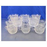 Vintage Floral Clear Glass Teacups Set