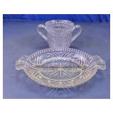 Pressed Glass Celery/Relish Dish & Sugar Bowl Set
