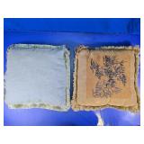 Vtg. Asian Bamboo Motif Fringe Throw Pillows Duo