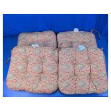 Red Paisley Tufted Chair Cushions Lot