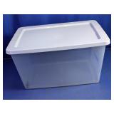 Clear Plastic Storage Tote w/ White Lid