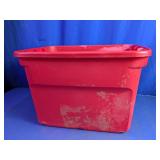 Red Plastic Storage Tote Bin