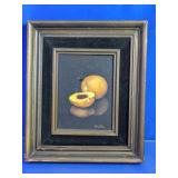 Framed Peach Still Life Signed G.A. Stiles
