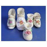 Miniature Floral Shoe Figurines Lot