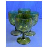 Vtg Green Grape Vine Stemmed Wine Goblets Lot