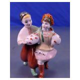 Vintage Polish Folk Dancers Glass Figurine