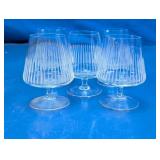 Etched Stemmed Brandy Glass Set