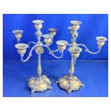 Vintage Silver Plate 5-Light Candelabras Duo