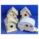 Wood Decorative Birdhouses & Camper Lot