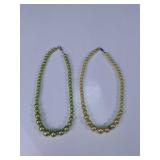 Faux Pearl Necklace Lot Green Cream Rhinestone