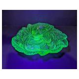 Uranium Glass Leaf Dish