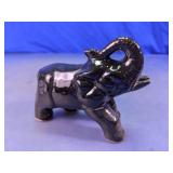 Black Glass Elephant Figurine