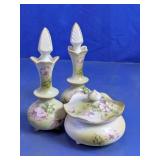 Hand Painted Porcelain Vanity Set