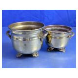 Brass-Tone Footed Cache Pots