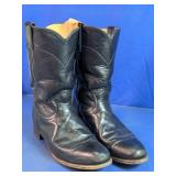 Justin Black Leather Western Boots