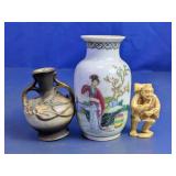 Miniature Asian Vase & Figure Lot