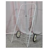 White Wire Rolling Utility Shopping Cart