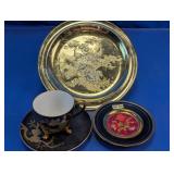 Japan Chokin Plate & Demitasse Tea Set