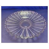 Clear Ribbed Glass Fluted Serving Bowl