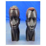 Hand-Carved Wooden African Busts