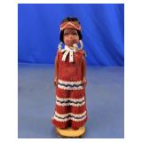 Vintage Doll in Red Traditional Outfit