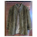 Vintage Faux Fur Leopard Print Open Front Coat