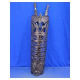 African Hand-Carved Wood Wall Mask & Spears Set