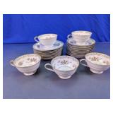 Vintage Floral Glass Teacups & Saucers