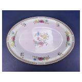 Vintage Floral Glass Oval Serving Platter
