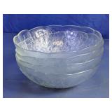Frosted Floral Scalloped Glass Bowls Lot