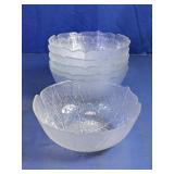 Vintage Textured Clear Glass Leaf Salad Bowls Lot