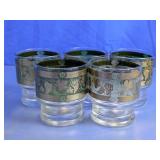 Culver Valencia Green Gold Lowball Glasses Lot