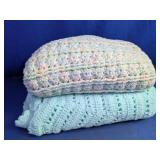 Vintage Handmade Crochet Baby Blanket Duo