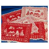 Vintage Colonial Red Woven Placemats Lot