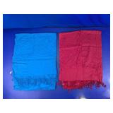 Turquoise & Red Fringe Scarves Lot