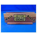 Wood Mail Bills Holder Organizer