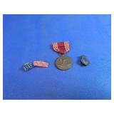 Vintage US Army Good Conduct Medal & Pins Lot