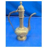 Vintage Etched Brass Coffee Pot