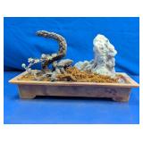 Faux Bonsai Jade Stone Flower Rock Diorama