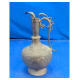 Vintage Ornate Etched Brass Ewer Pitcher