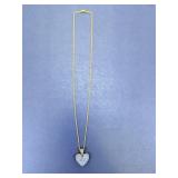 Gold Tone Pave Rhinestone Heart Pendant Necklace