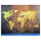 Vintage Canvas World Map Wall Art Set