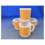 Orange Geometric Glass Mugs
