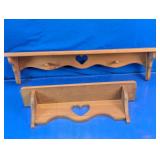 Wooden Heart Cutout Wall Shelf Set