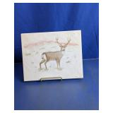 Vintage Dolly 2000 Signed Deer Ceramic Art Tile