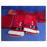 Red Festive Christmas Holiday Linens Lot